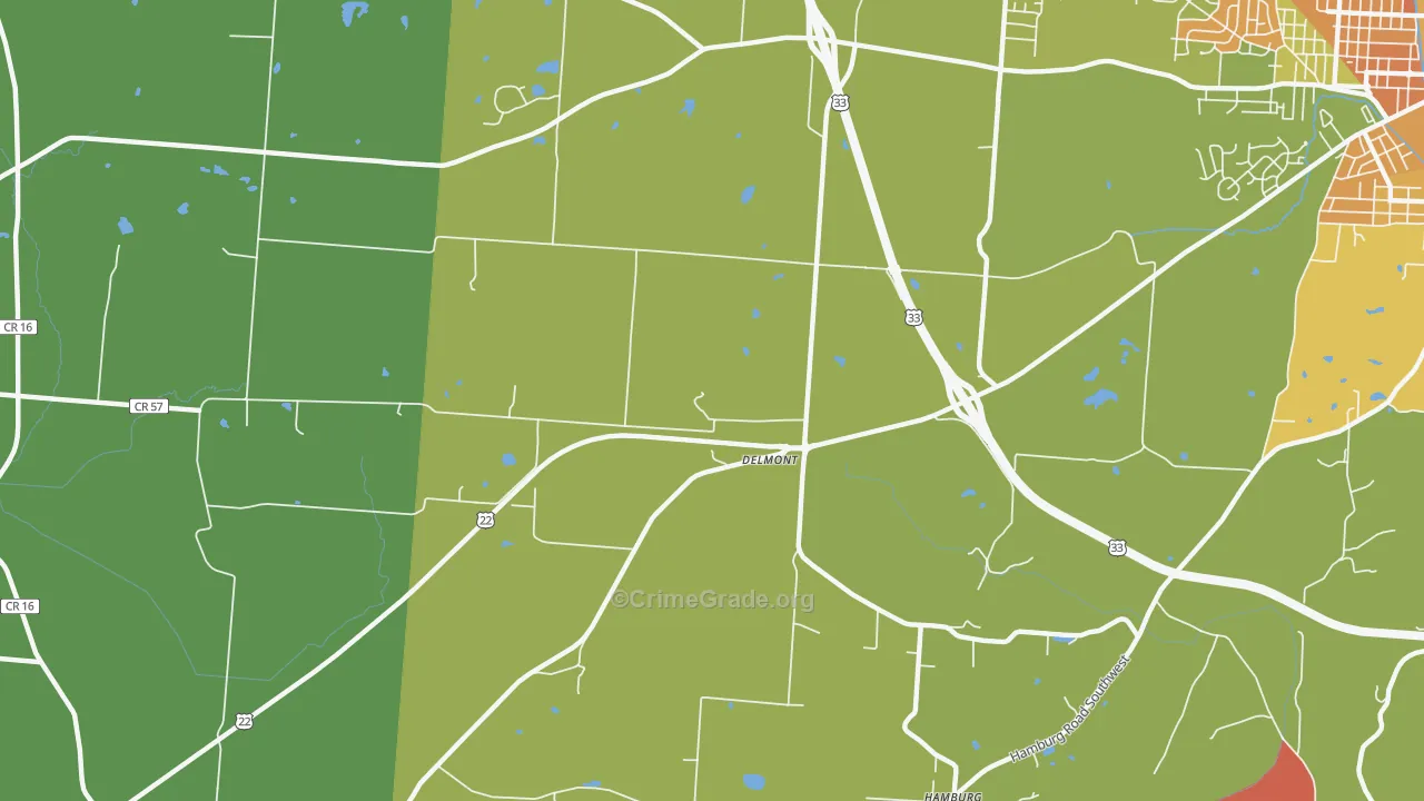 Delmont, OH Map of Murder Rates