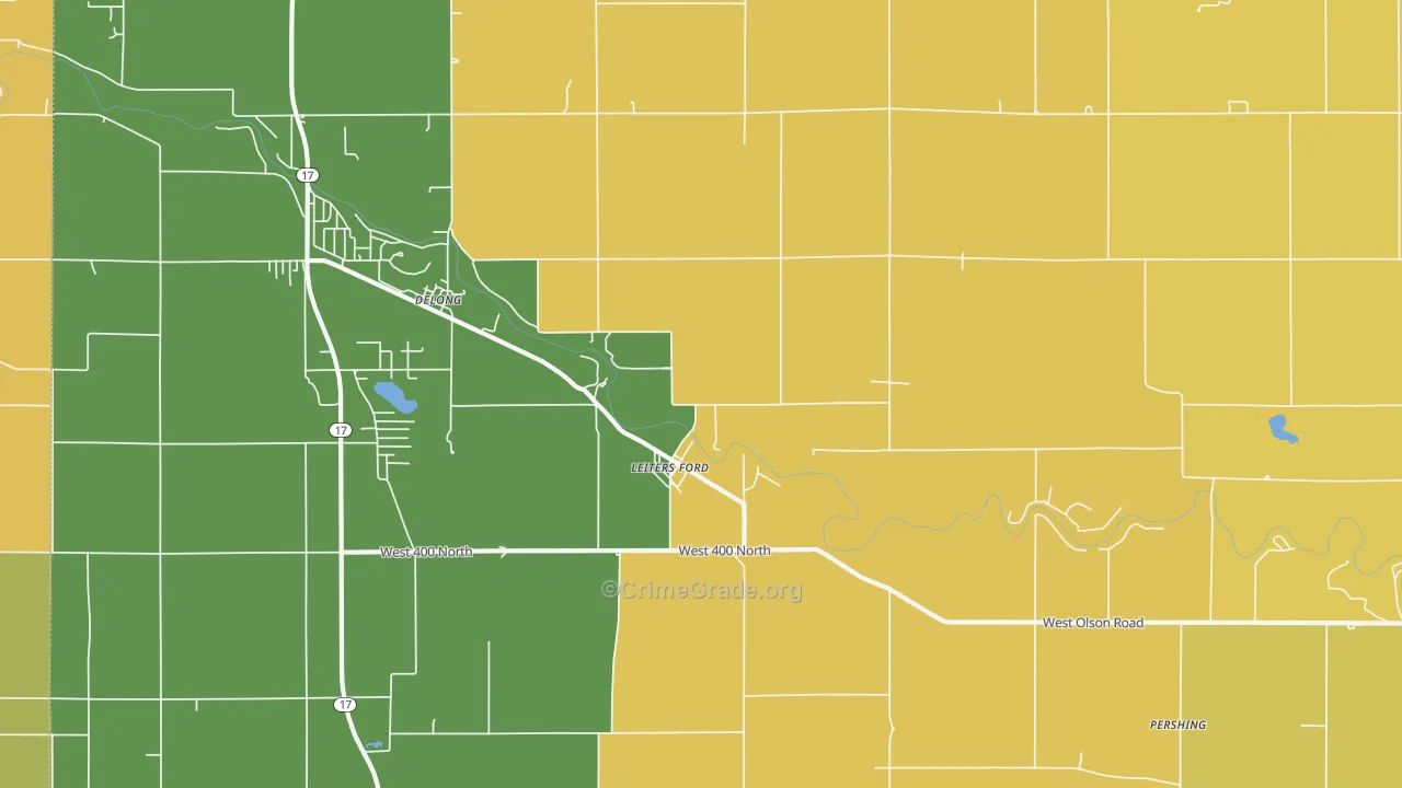 Delong, IN Map of Murder Rates