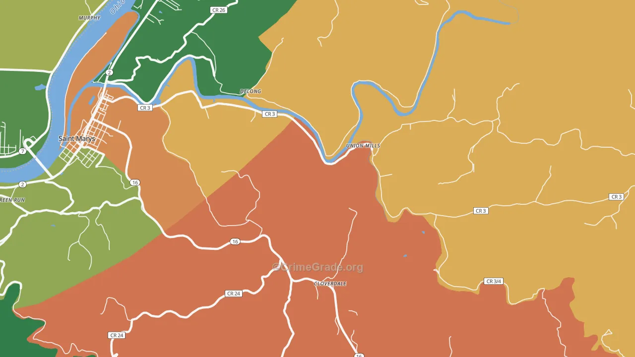 Delong, WV Map of Murder Rates