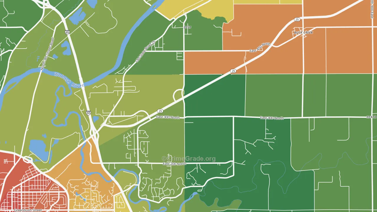 Delp, IN Map of Murder Rates