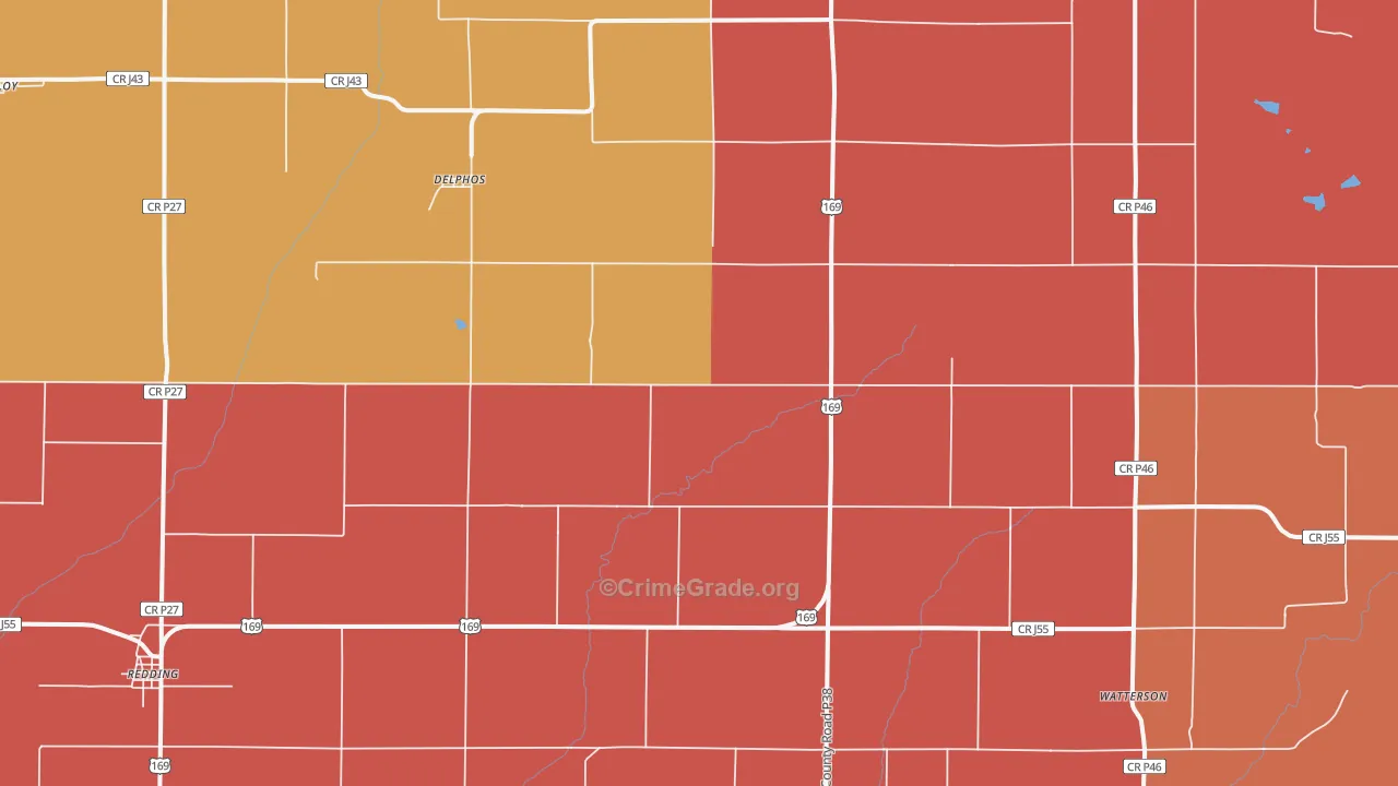 Delphos, IA Map of Murder Rates