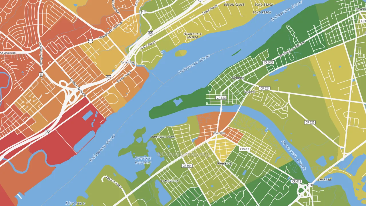 Delran, NJ Map of Murder Rates