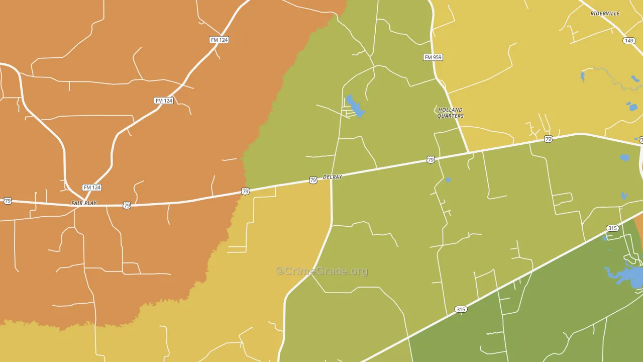 Delray, TX Map of Murder Rates