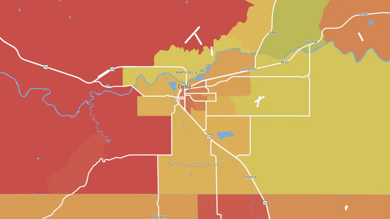 Delta, CO Map of Murder Rates