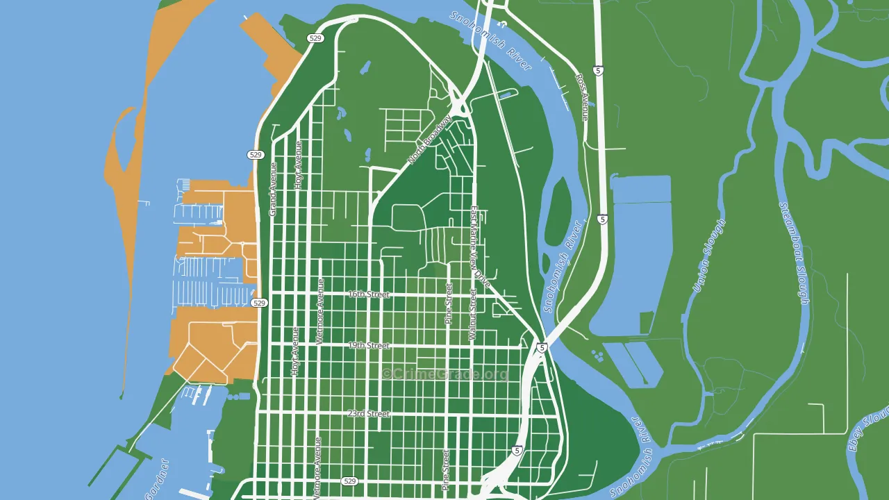 Delta, Everett, WA Map of Murder Rates