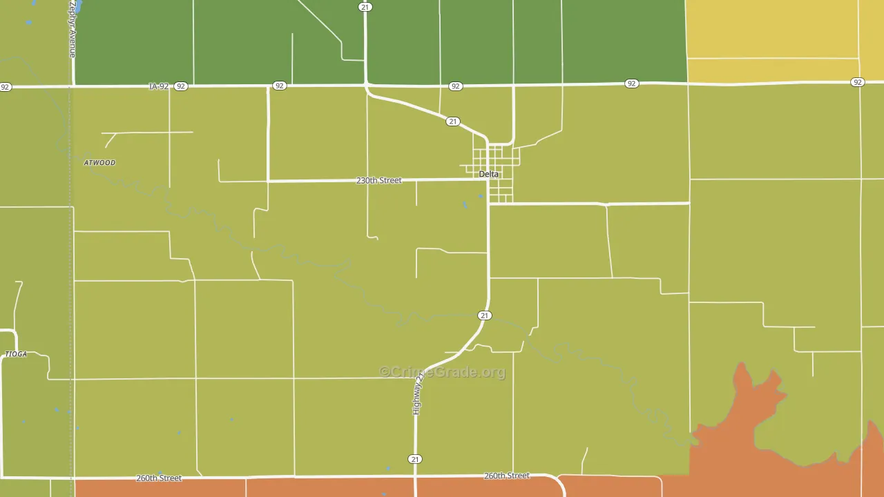 Delta, IA Map of Murder Rates