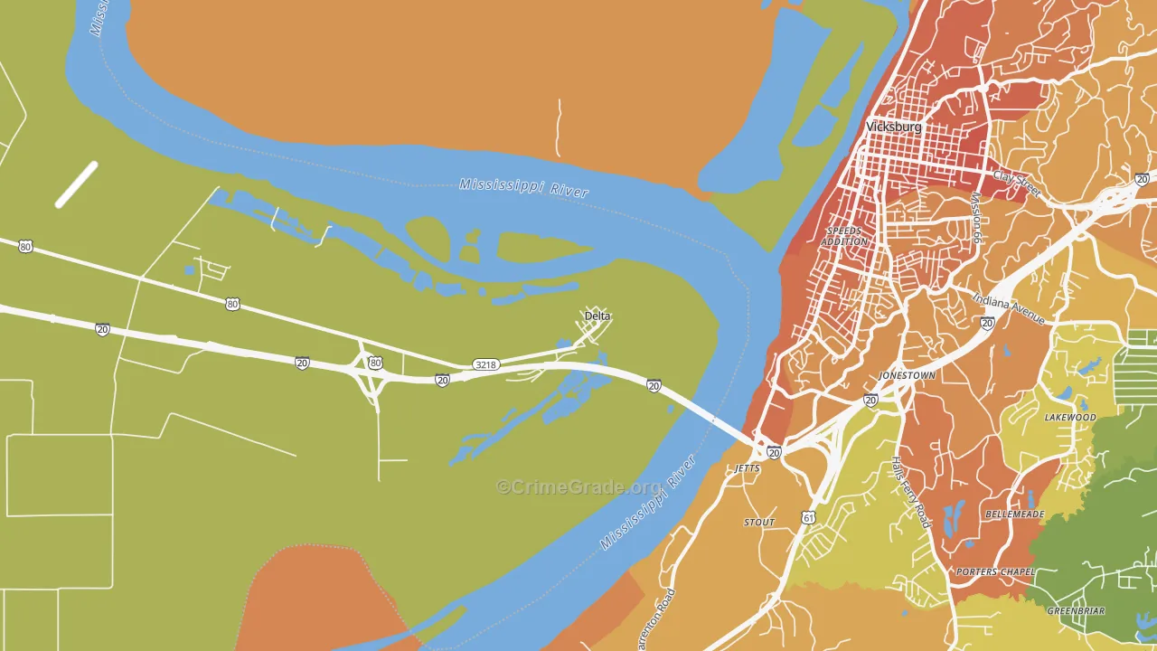Delta, LA Map of Murder Rates