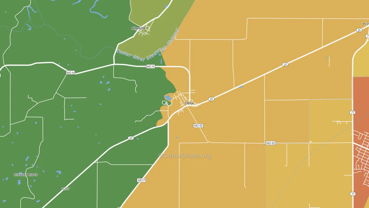 Delta, MO Map of Murder Rates