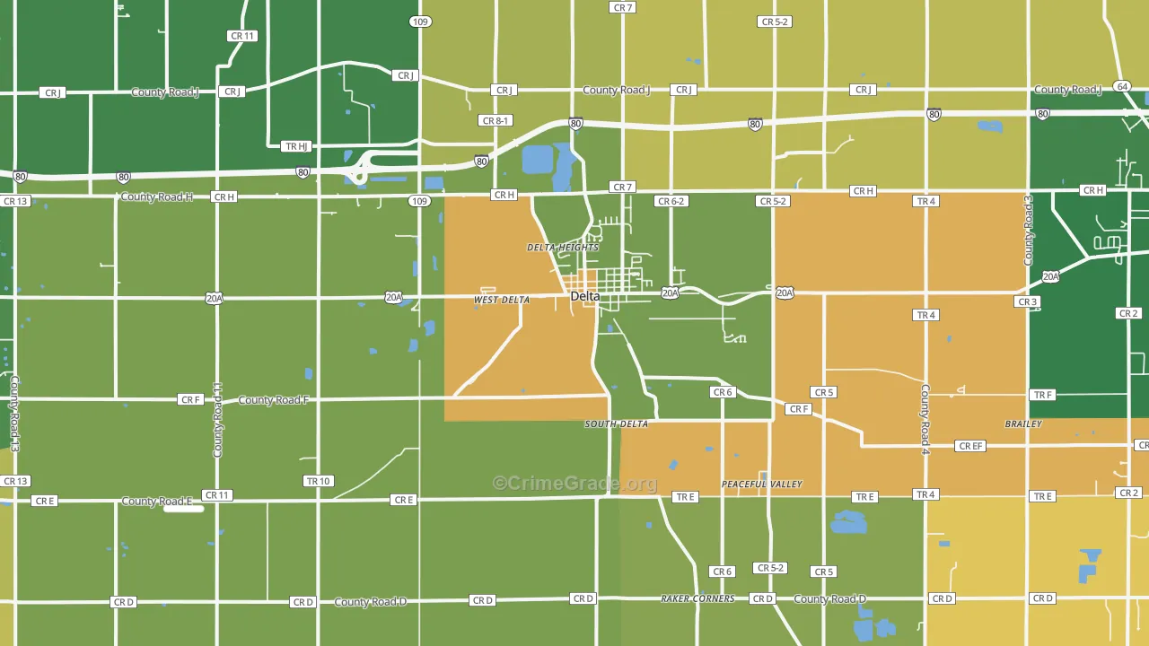 Delta, OH Map of Murder Rates