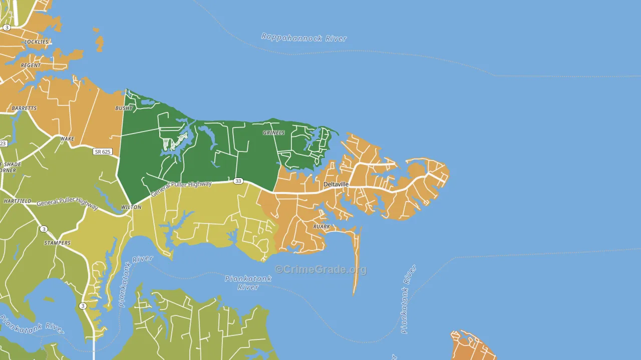 Deltaville, VA Map of Murder Rates