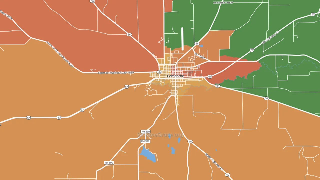 Democrat, TX Map of Murder Rates