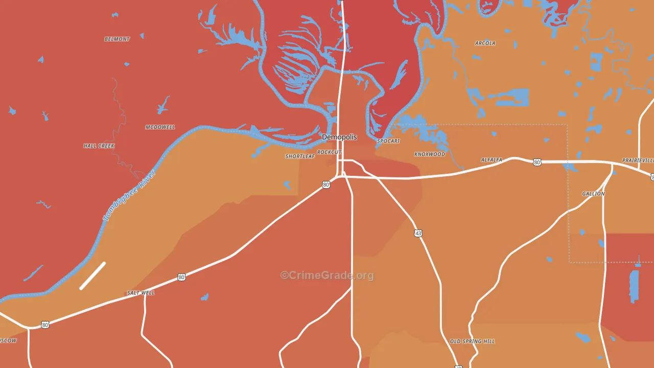 Demopolis, AL Map of Murder Rates