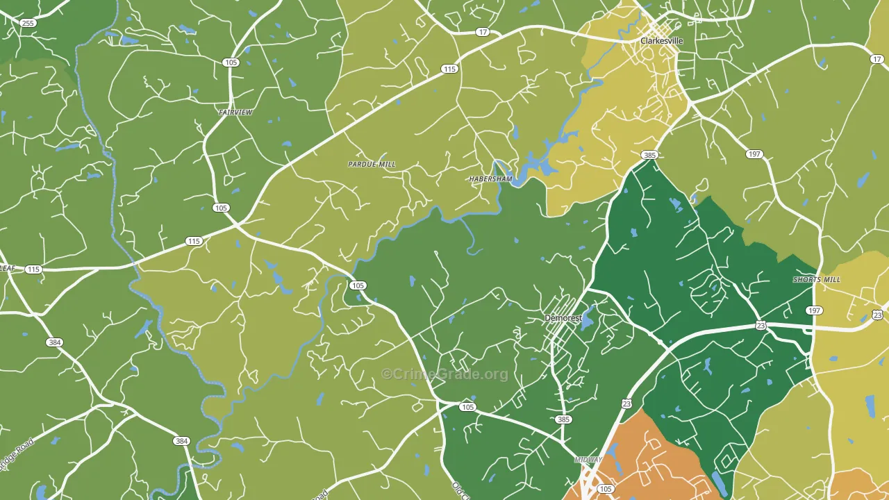 Demorest, GA Map of Murder Rates