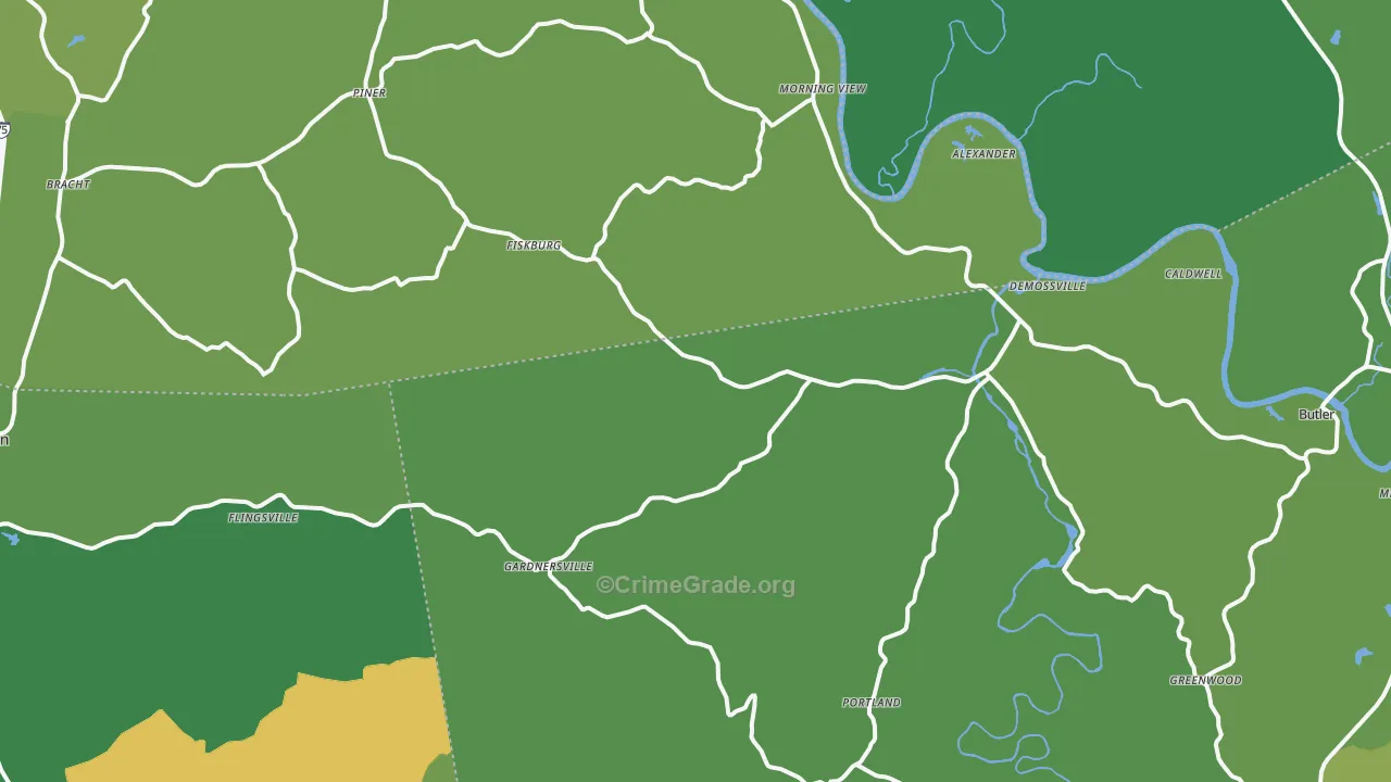 DeMossville, KY Map of Murder Rates