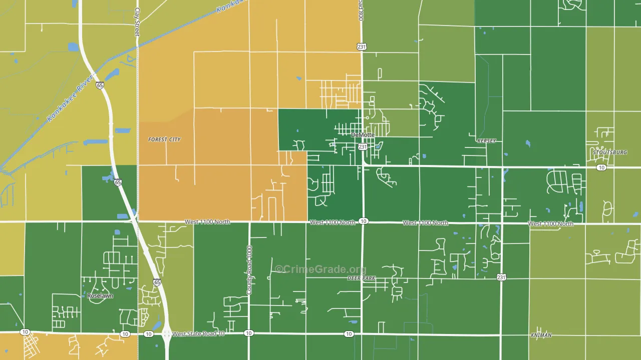 DeMotte, IN Map of Murder Rates