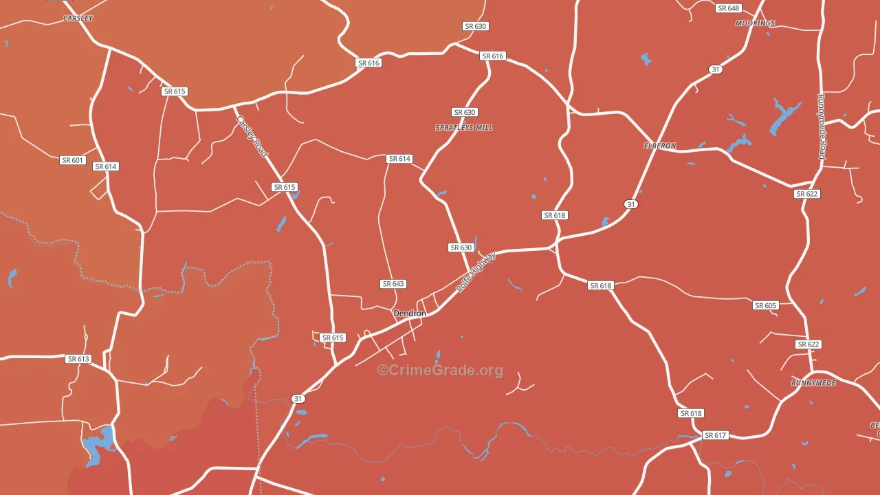 Dendron, VA Map of Murder Rates