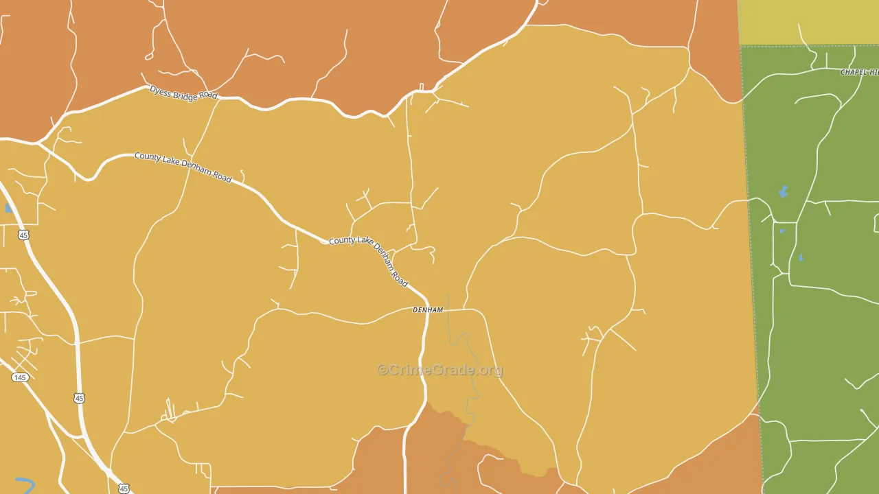 Denham, MS Map of Murder Rates