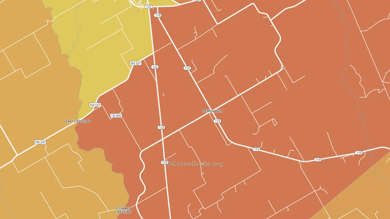 Denhawken, TX Map of Murder Rates