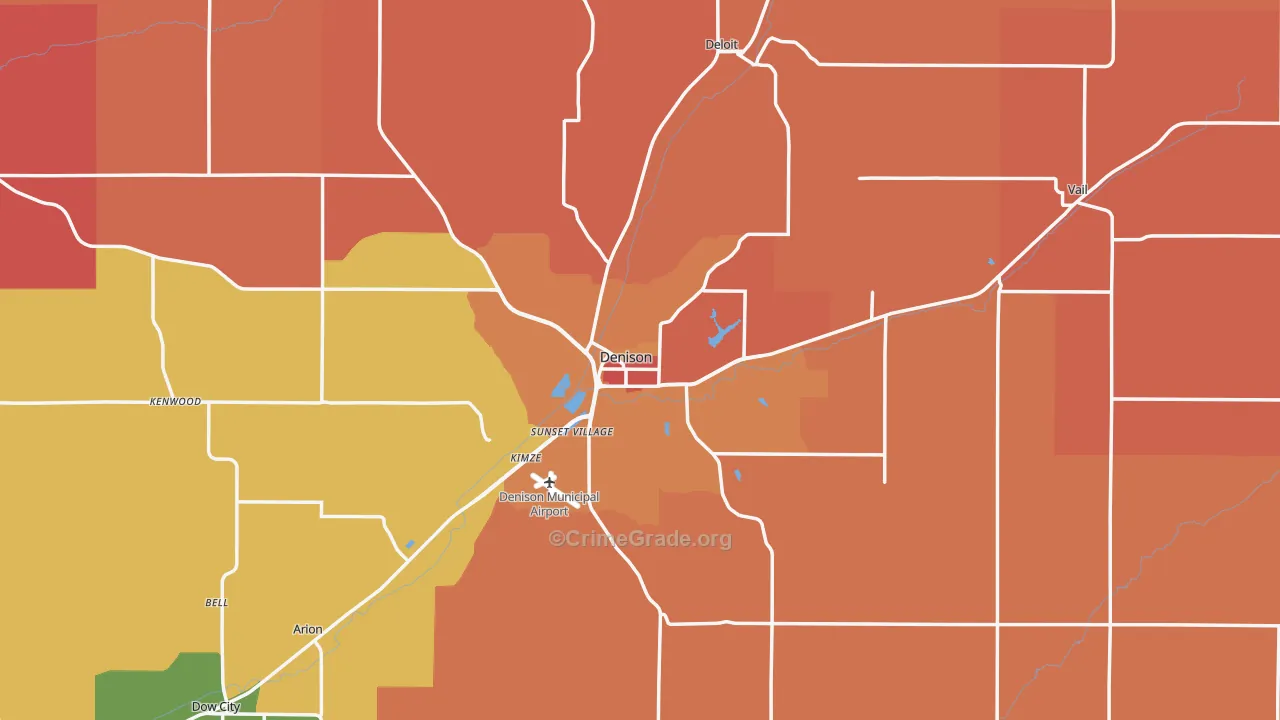 Denison, IA Map of Murder Rates