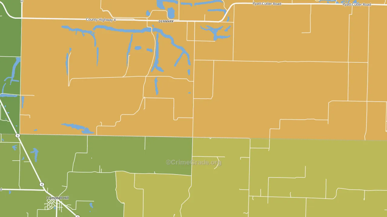 Denmark, IL Map of Murder Rates
