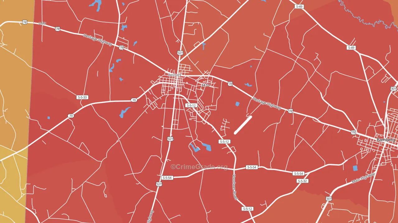 Denmark, SC Map of Murder Rates