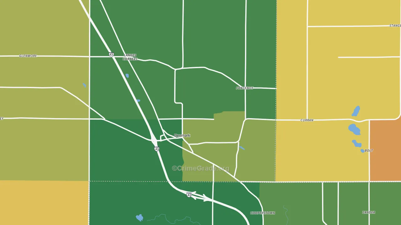 Denmark, WI Map of Murder Rates