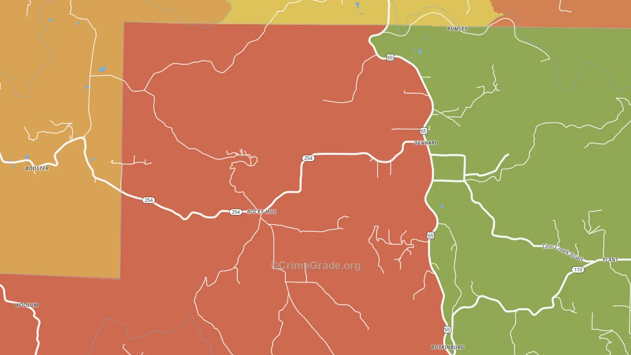 Dennard, AR Map of Murder Rates