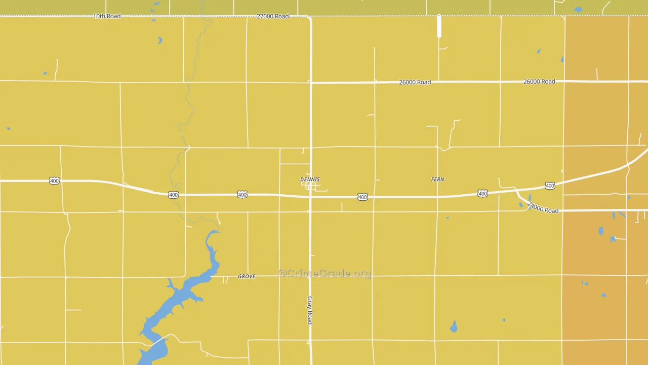Dennis, KS Map of Murder Rates