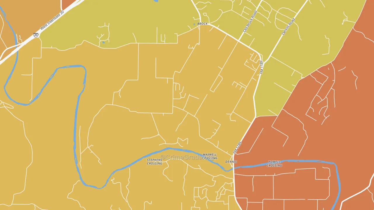 Dennis, TX Map of Murder Rates