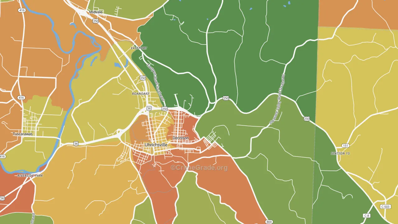 Dennison, OH Map of Murder Rates