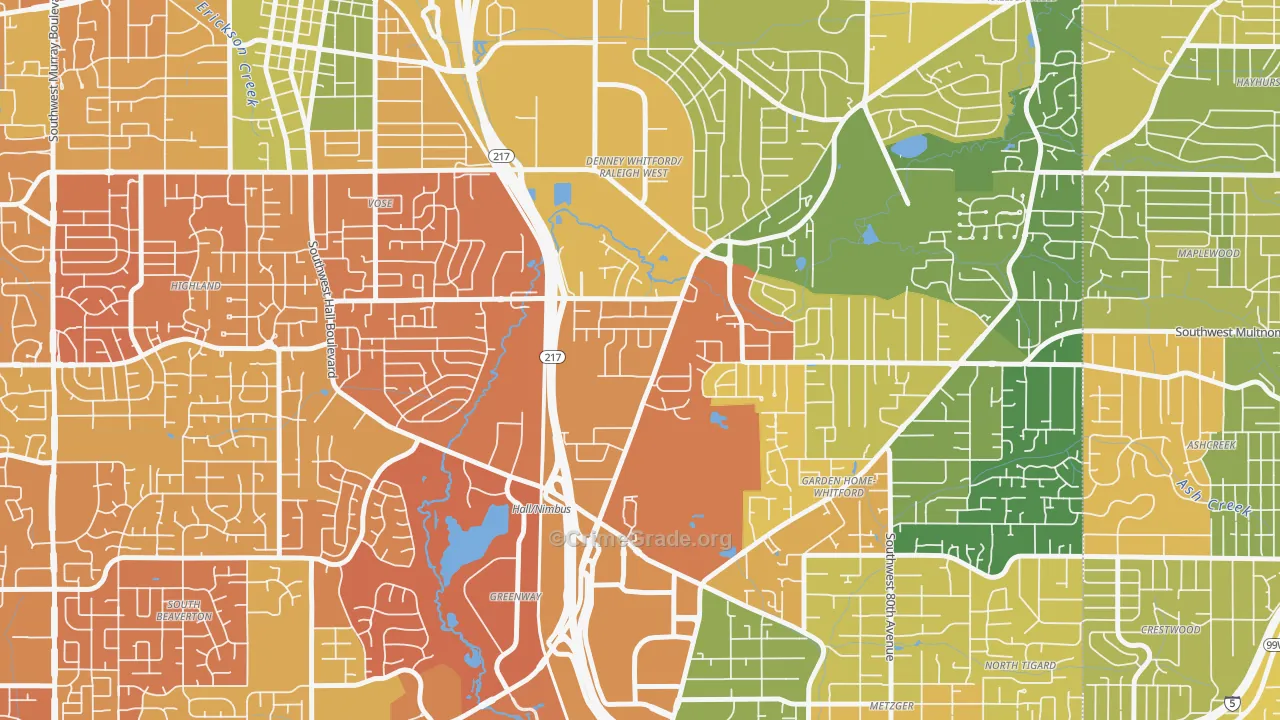 Denny Whitford, Beaverton, OR Map of Murder Rates