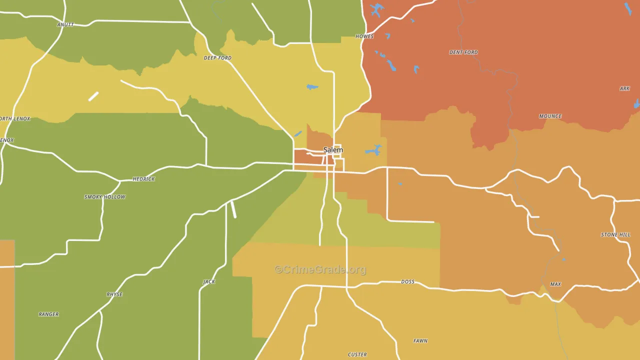 Dent County, MO Map of Murder Rates