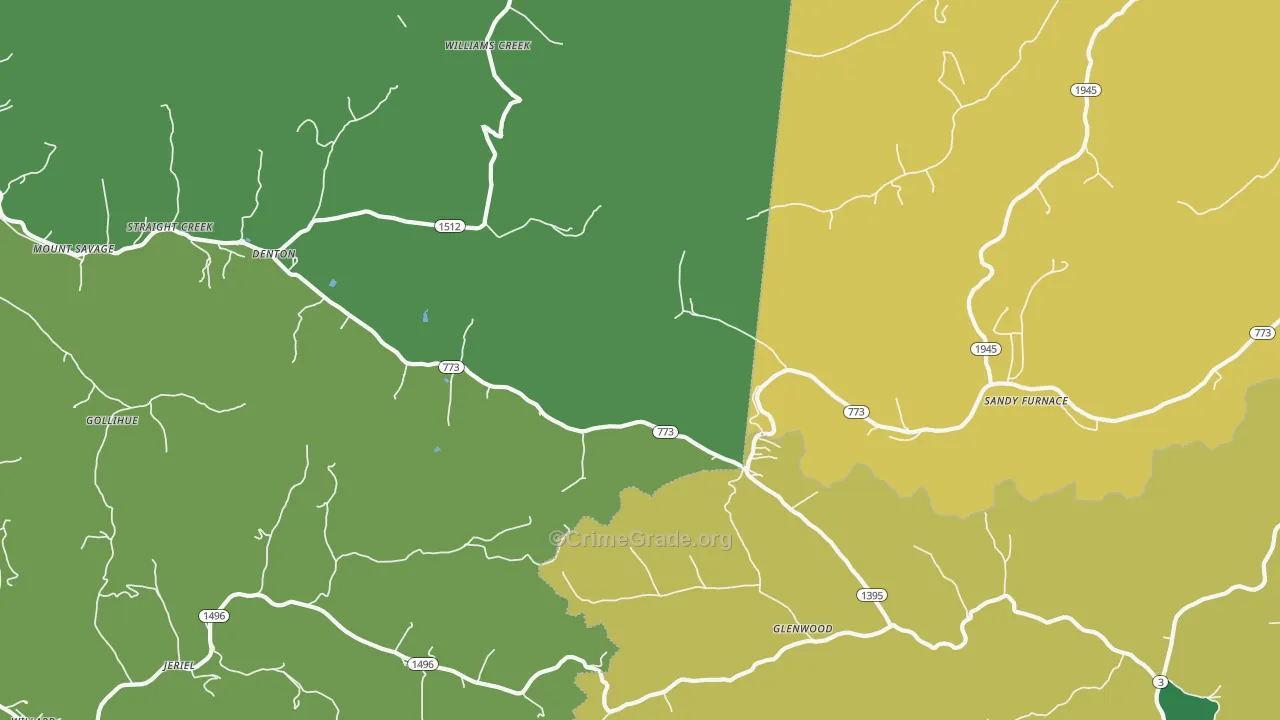 Denton, KY Map of Murder Rates