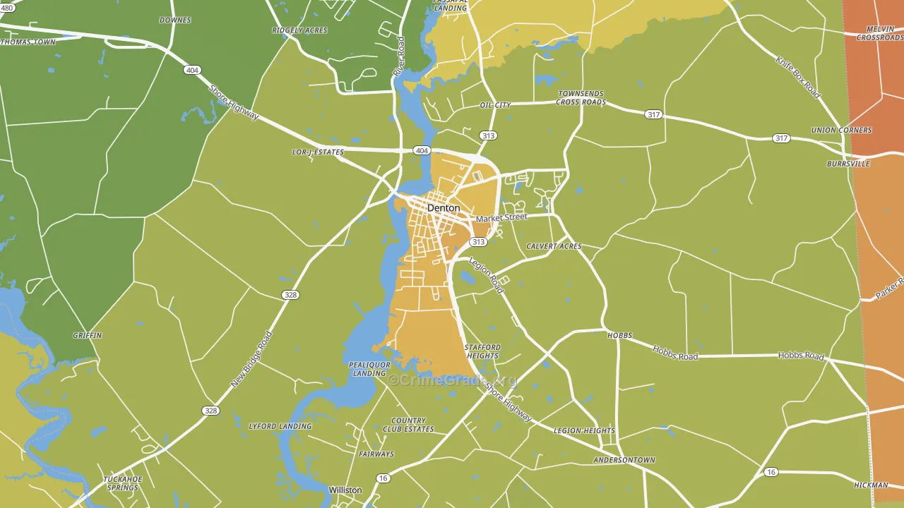 Denton, MD Map of Murder Rates