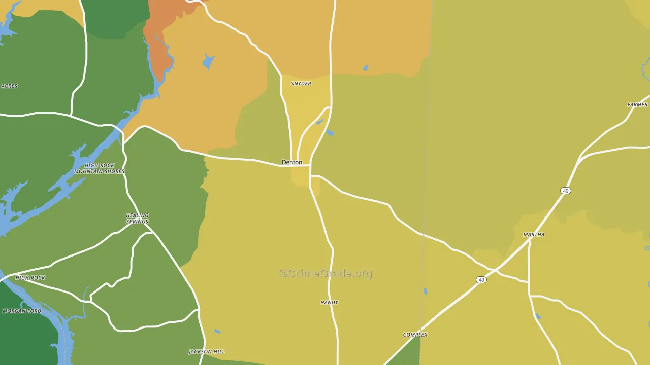 Denton, NC Map of Murder Rates