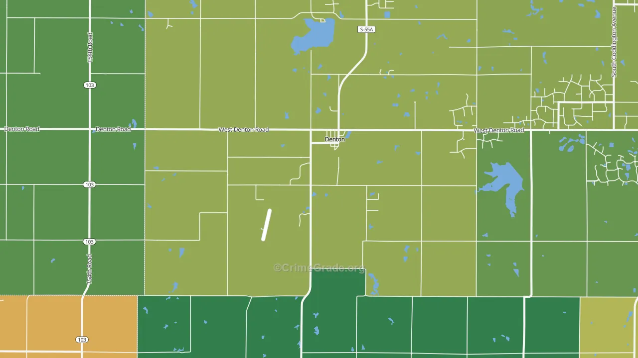 Denton, NE Map of Murder Rates