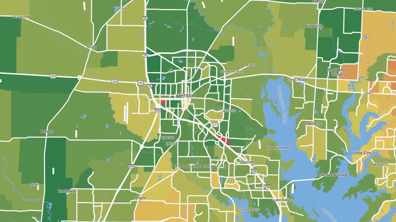 Denton, TX Map of Murder Rates