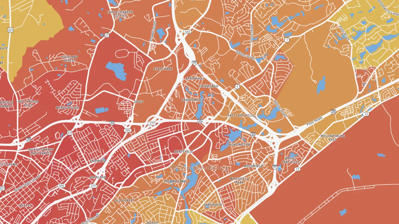 Dentsville, SC Map of Murder Rates