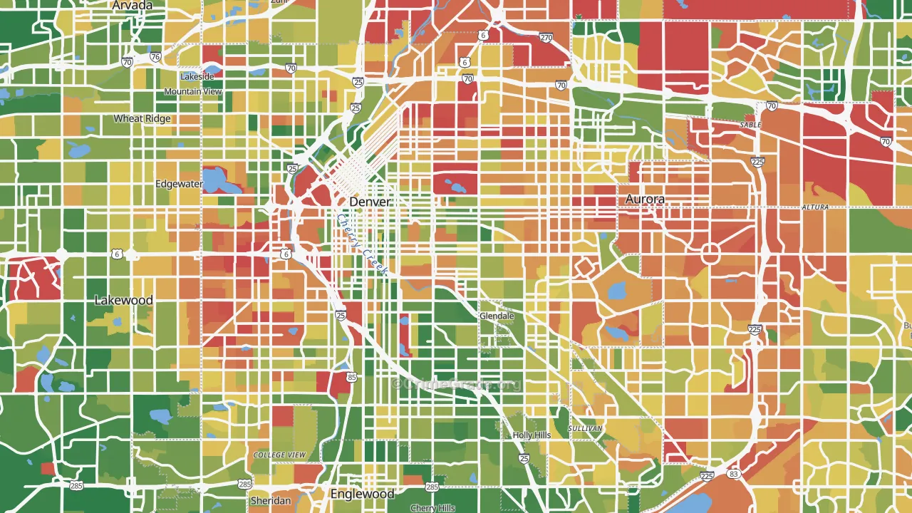 Denver County, CO Map of Murder Rates