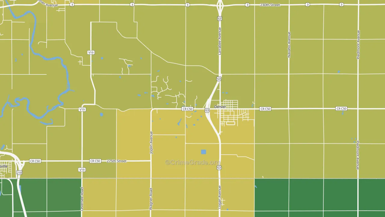 Denver, IA Map of Murder Rates