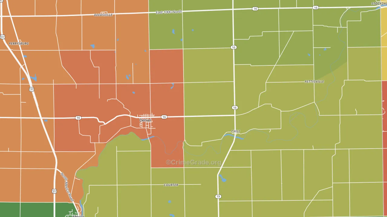 Denver, IN Map of Murder Rates