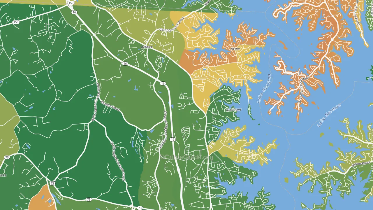 Denver, NC Map of Murder Rates