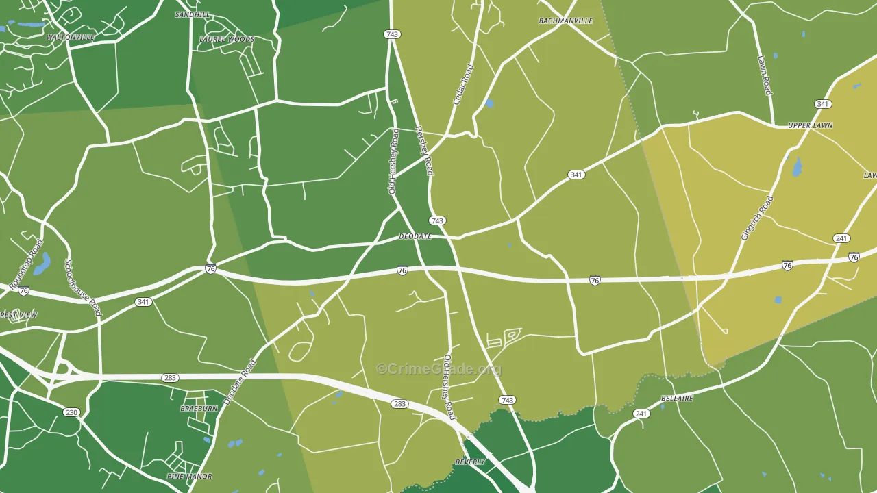 Deodate, PA Map of Murder Rates