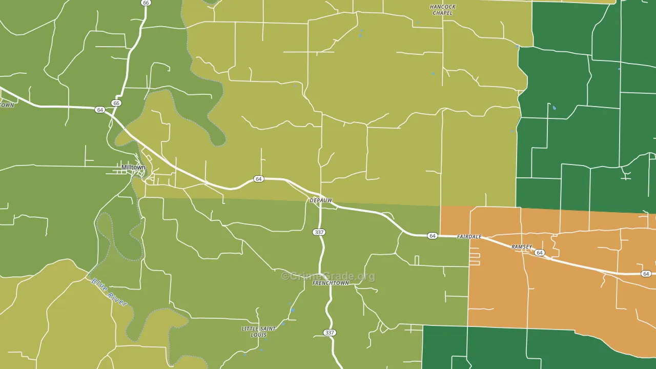 Depauw, IN Map of Murder Rates