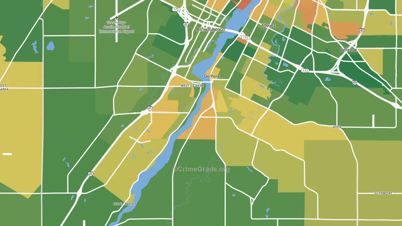 DePere, WI Map of Murder Rates