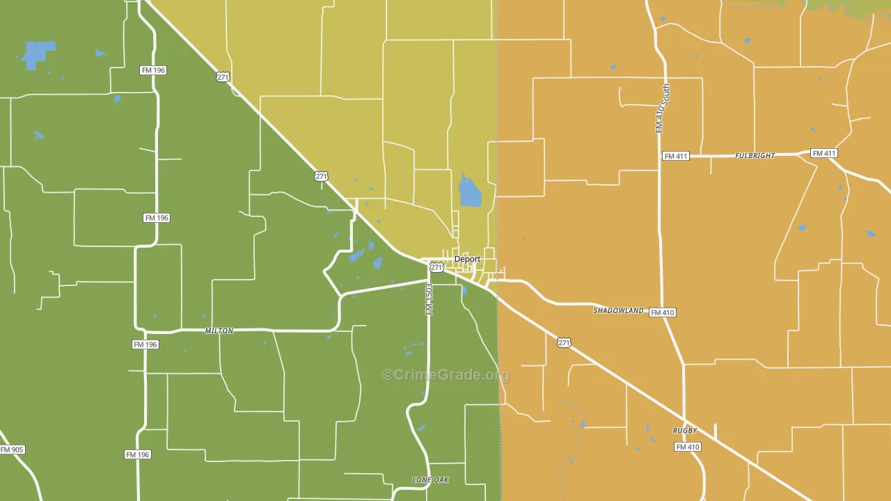 Deport, TX Map of Murder Rates