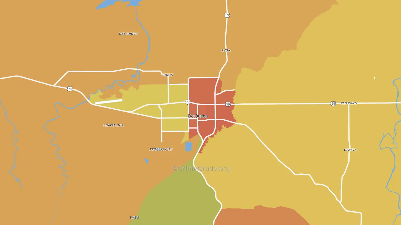 DeQueen, AR Map of Murder Rates