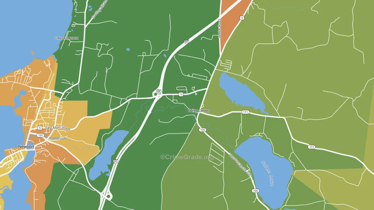 Derby Center, VT Map of Murder Rates