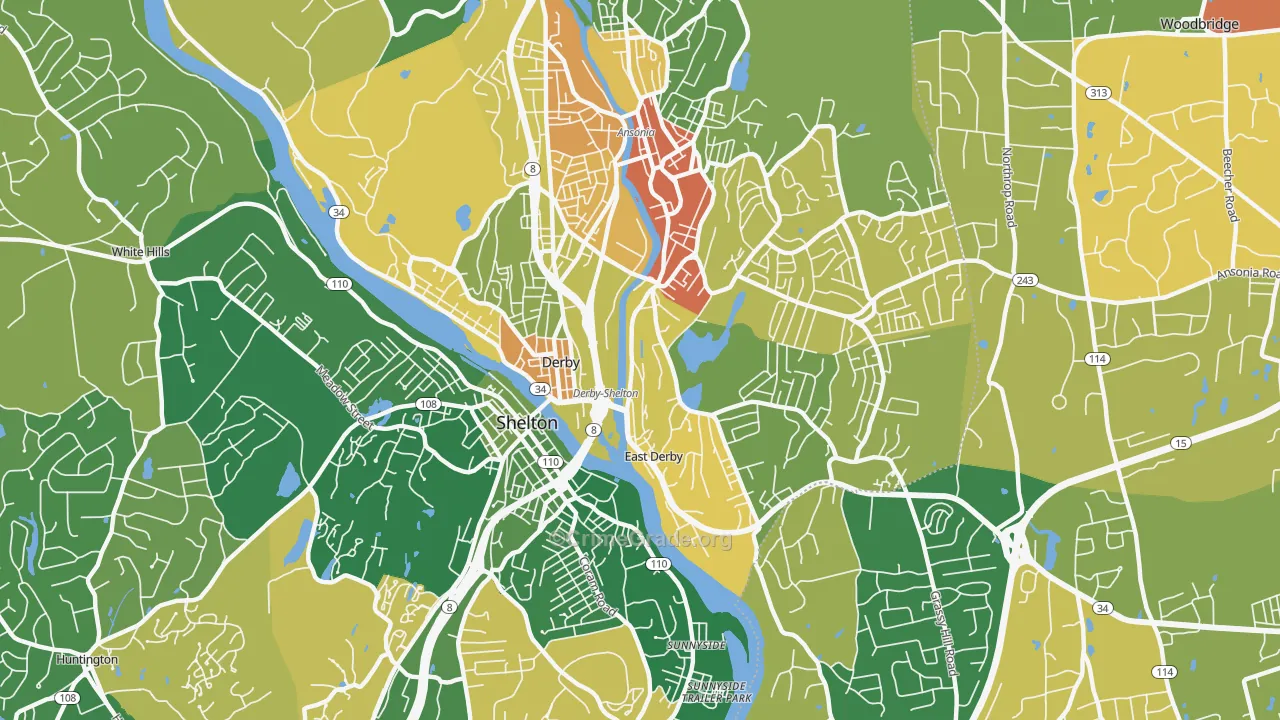 Derby, CT Map of Murder Rates