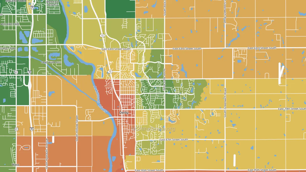 Derby, KS Map of Murder Rates